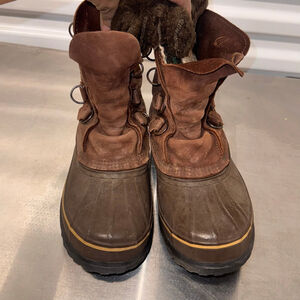 Sorel Brown Faux Fur Winter Rain Boots Size 7